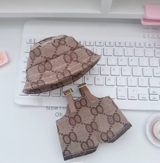 Labubu Overalls and Bucket Hat Luxury Set (Doll not Included)