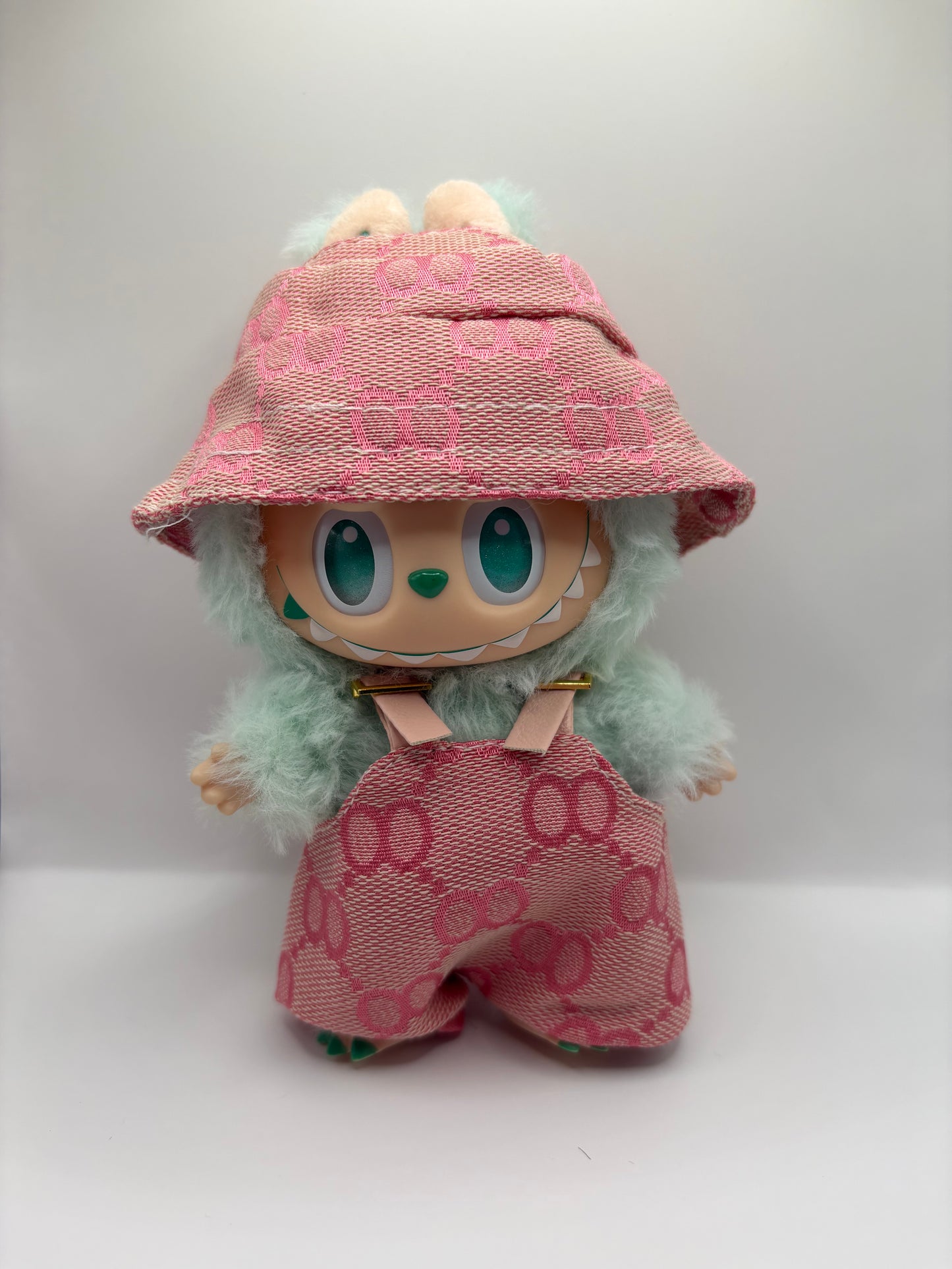 Labubu Overalls and Bucket Hat Luxury Set (Doll not Included)