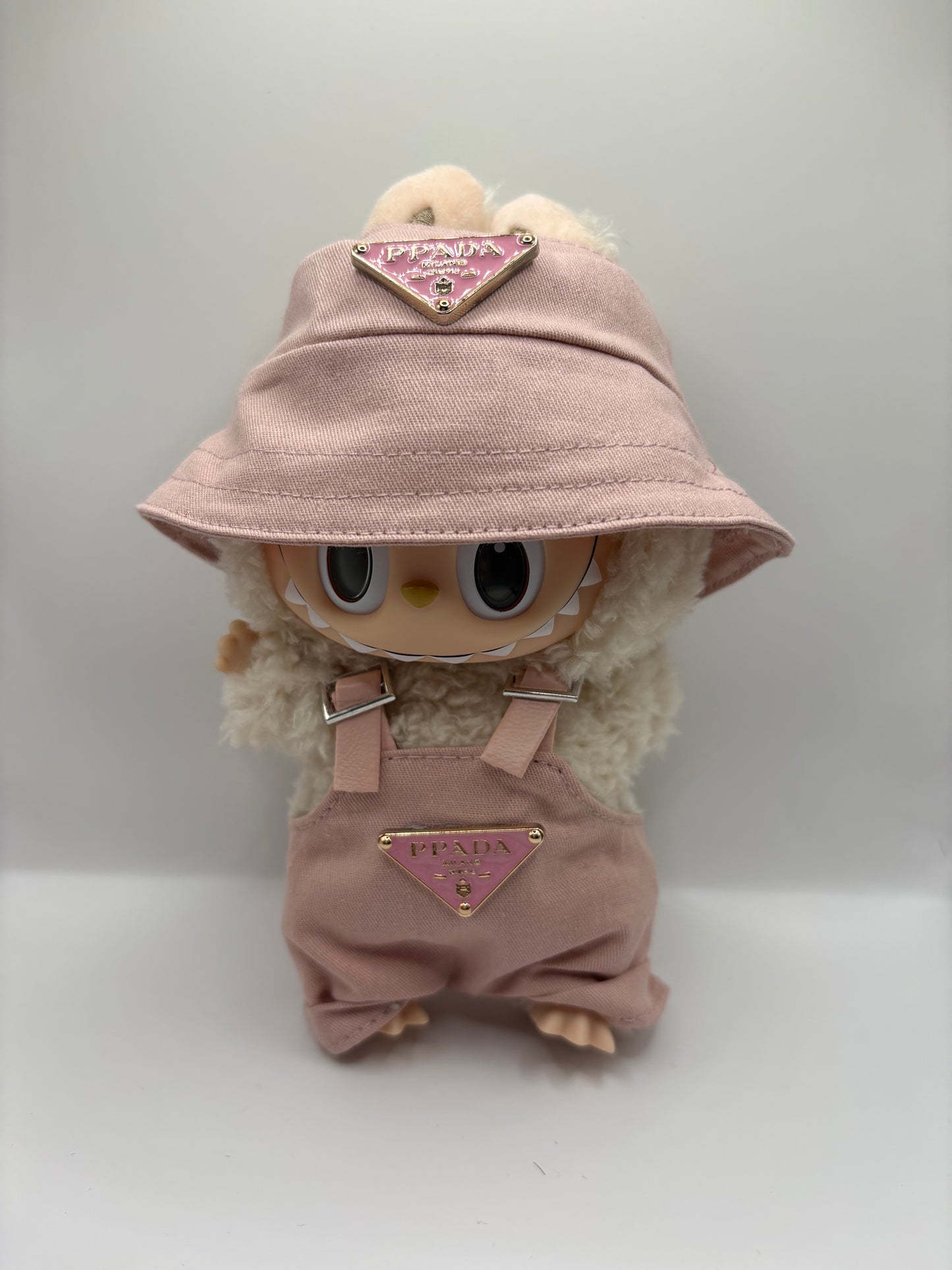 Labubu Overalls and Bucket Hat Luxury Set (Doll not Included)