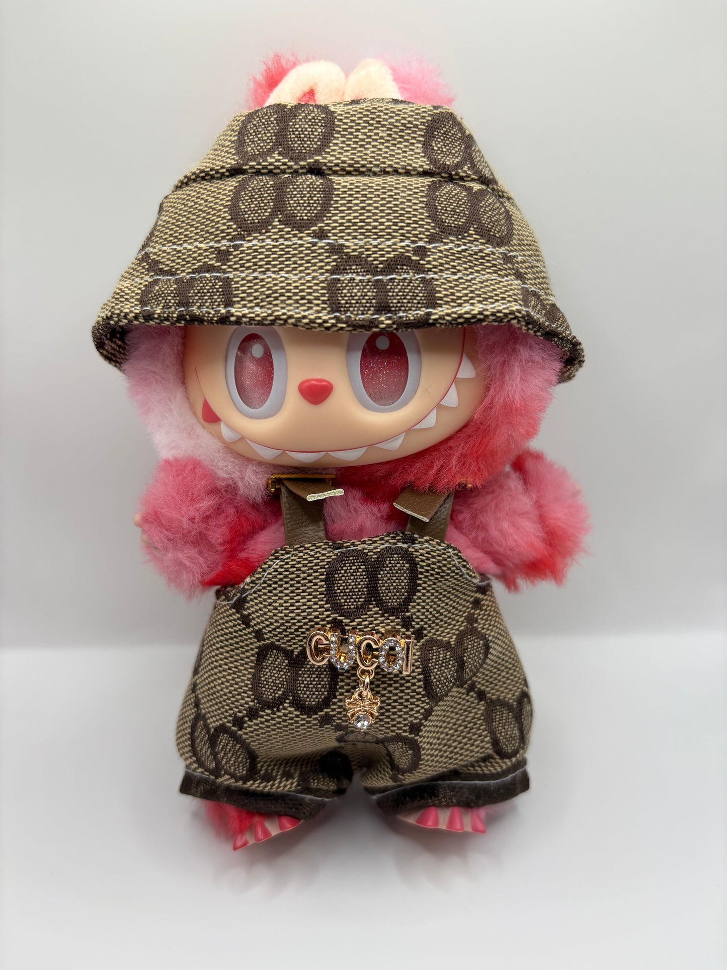 Labubu Overalls and Bucket Hat Luxury Set (Doll not Included)