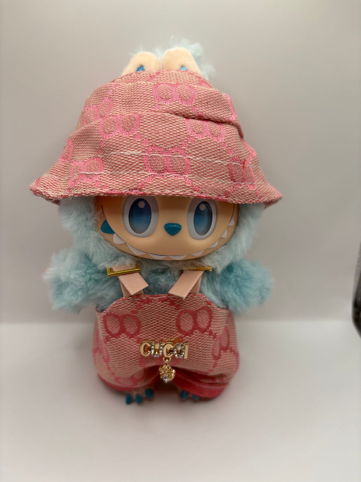 Labubu Overalls and Bucket Hat Luxury Set (Doll not Included)
