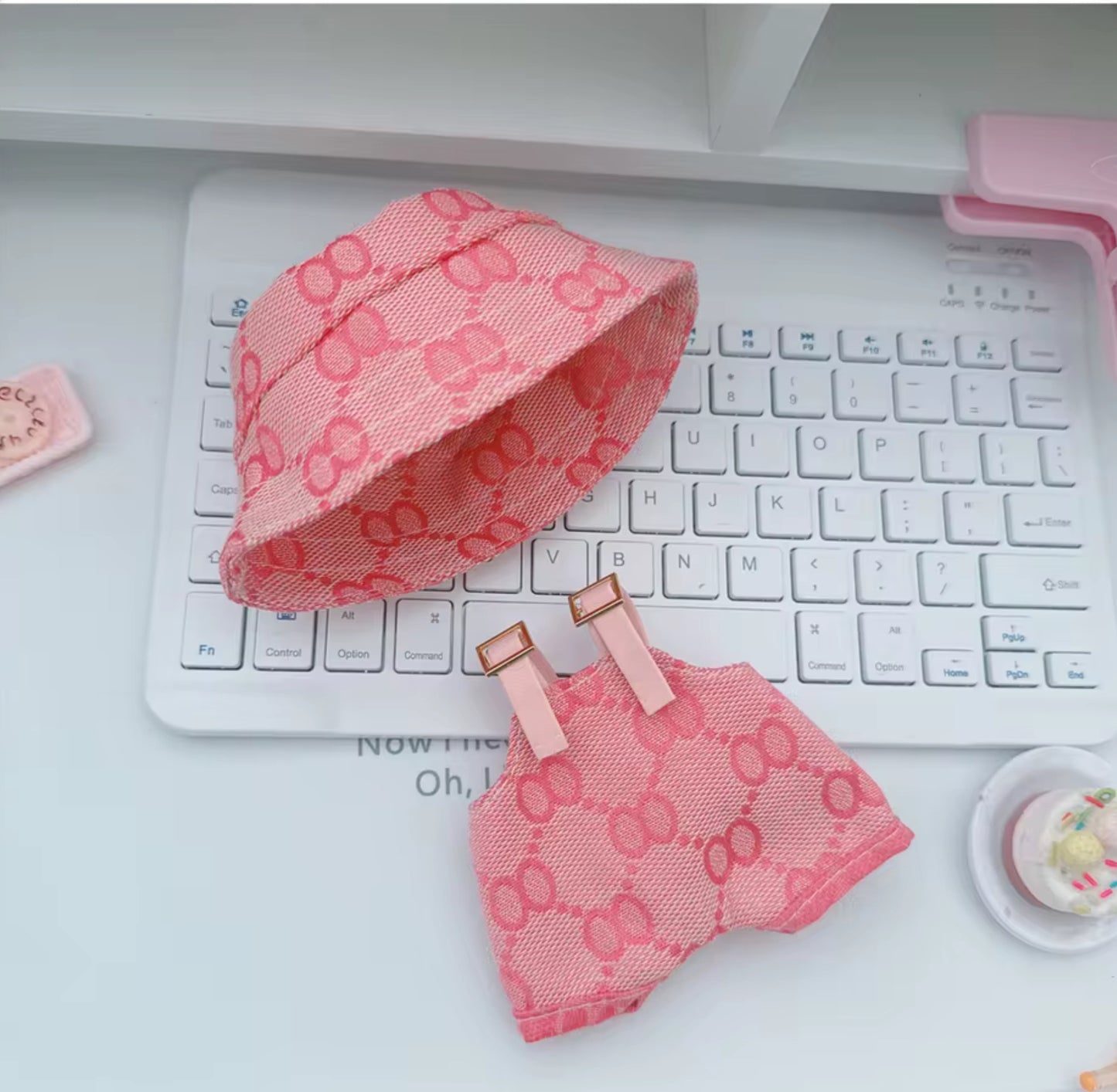 Labubu Overalls and Bucket Hat Luxury Set (Doll not Included)