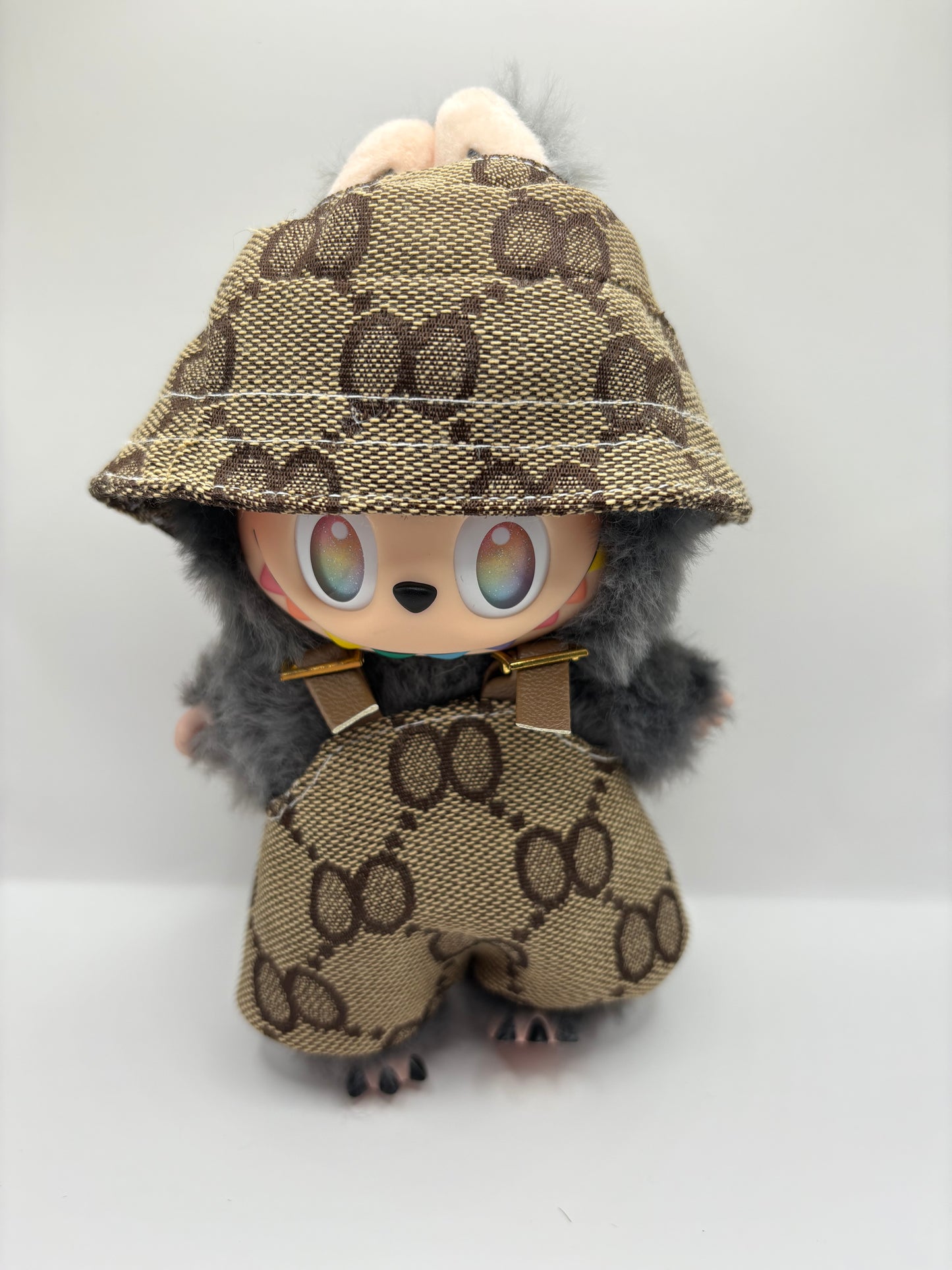 Labubu Overalls and Bucket Hat Luxury Set (Doll not Included)